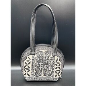 Laga Designs Embroidered Ethnic Handmade Handbag Petite Black‎ White EUC